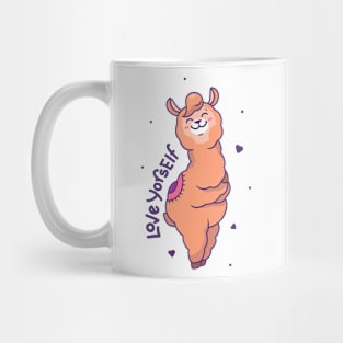 Cute Llama Hugging Love Yourself Mug